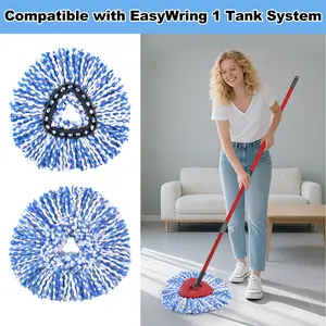 1/2/3pcs Microfiber Spin Mop Replacement Heads, Spin Mop Refill, Compatible with Vileda/o-Cedar Easywring 1 Tank System, Easy Installation, High Efficiency Cleaning, Kitchen Bathroom Cleaning Accessories
