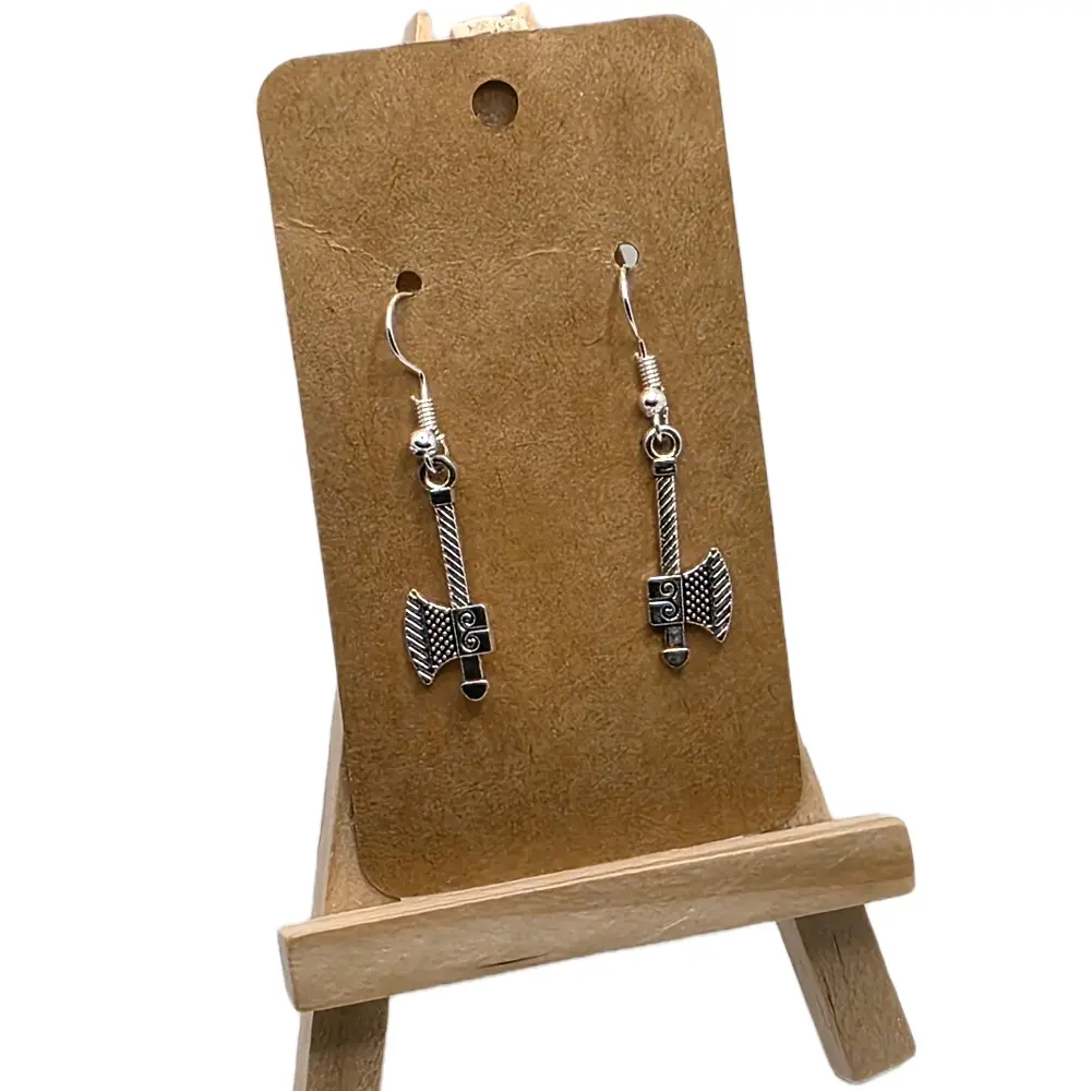 Axe Earrings - Elegant Design with Metallic Finish, Adjustable Fit, Simple Style, Two Styles Available