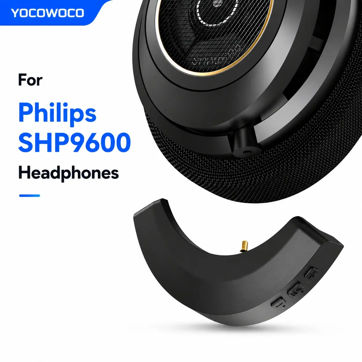 aptX Wireless Bluetooth 5.2 Adapter for Philips SHP9600 Headphones with Mic/Volume Control, Black