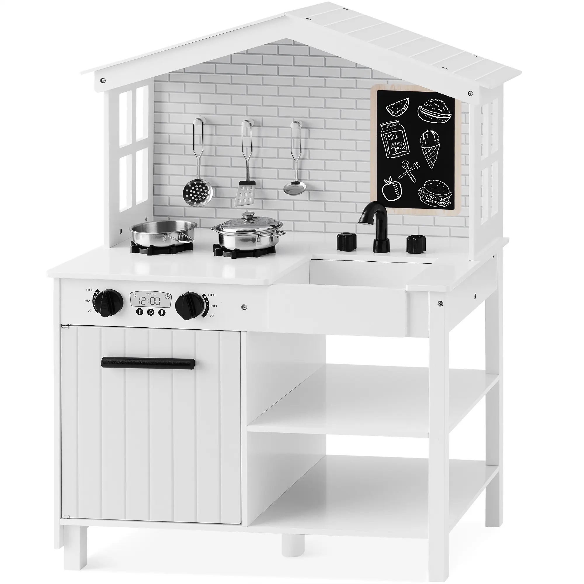 Best Choice Products Farmhouse Play Kitchen Toy for Kids w/ Chalkboard, Storage Shelves, 5 Accessories Best Choice Products Farmhouse Play Kitchen Toy for Kids w/ Chalkboard, Storage Shelves, 5 Accessories