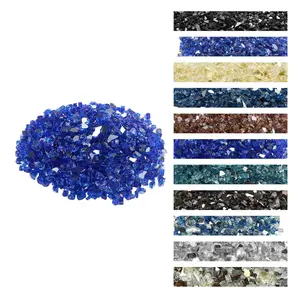 VEVOR Fire Glass, 20LBS / 9KG High-Temperature Resistant Fireplace Rocks, 1/2-Inch / 12.7 mm Reflective & Smokeless Firepit Glass Rock, High Luster Stone Landscaping for Fire Pit Table, Cobalt Blue