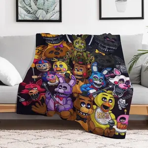 Throw Flannel Blankets Cozy Soft Summer Five Nights Winter Fall Blanket Plush FNAF Funny Cartoon Anime at Freddy Home Decor for Living Room Bedroom Couch Bed Sofa