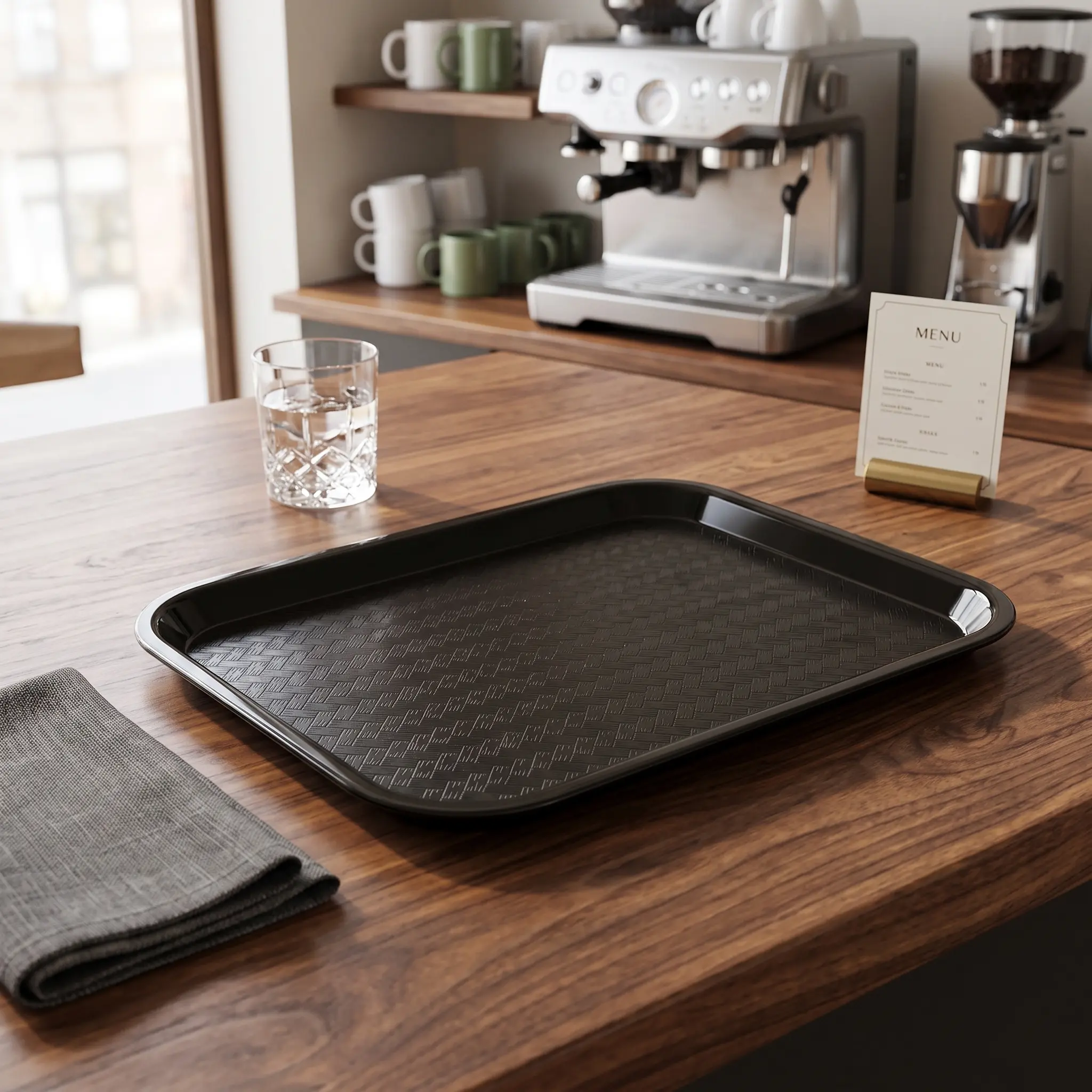 Commercial Cafeteria Serving Tray Fast Food Restaurant Tray 10x14 Reusable Black
