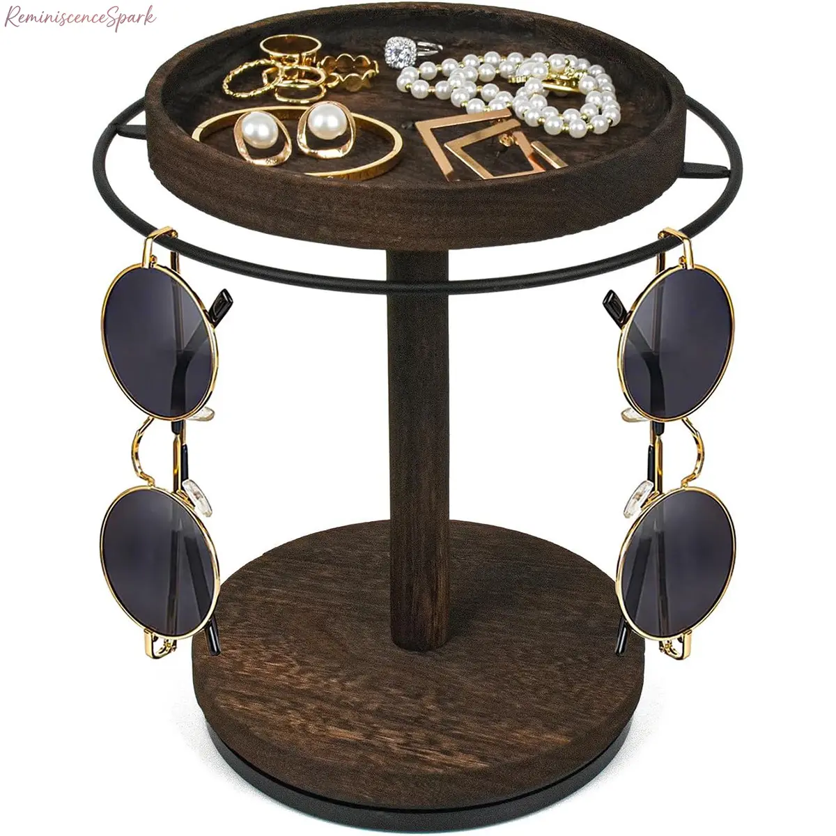 Solid Wooden Eyewear Rack, Smooth 360° Rotating Sturdy Organizer for Desktops, Countertops, Minimalist Sunglasses Display Stand, Ideal Gift for Sports & Outdoor Enthusiasts