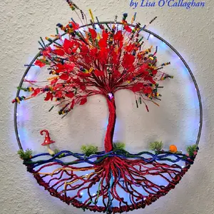 20" Rainbow Brite Wire Tree of Life Wreath w/ Fairy Lights