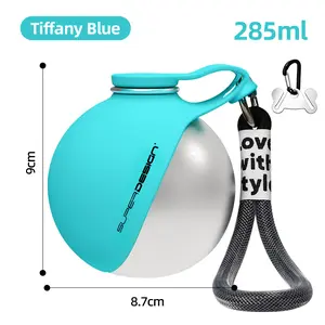 2-in-1 Portable Dog Water Bottle & Bowl for Small Dogs - Leak Proof & Insulating - pet Travel Water Dispenser - Stainless Steel Bottle & Silicone Bowl - Walk & Hiking
