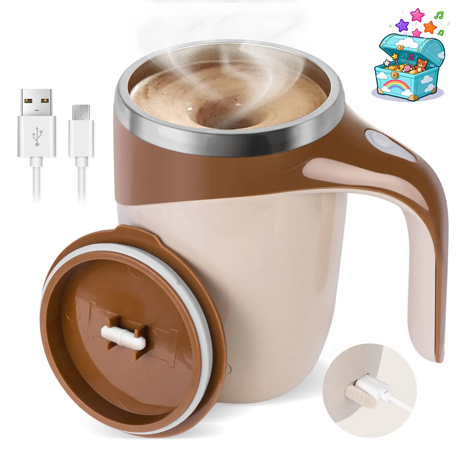 Zorara Self Stirring Coffee Mug, Automatic Magnetic Stirring Coffee Mug, USB Rechargeable Mixing Cup, Electric Self Mixing Mug, Rechargeable Stirring Cup, Suitable For Coffee Powder, Milk, Tea, Cocoa