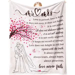 Wedding Gifts for Couples 2026, Soft Flannel Wedding Blanket, Bridal Shower Gifts for Bride to Be, Anniversary Mr and Mrs Gift, Marriage Gift for Newlyweds Bride, 50 x 60 inches