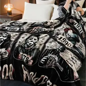 Horror movie throw blanket is soft and cozy, perfect for home office or picnic decoration for Halloween