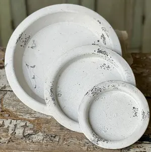 Distressed Rustic Farmhouse White Footed Trays