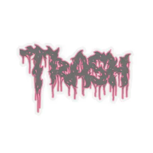 Trash Sticker, Hot Pink and Black