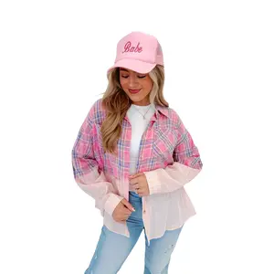 Blushing Bleach Washed Plaid Shirt