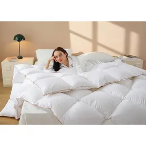 Down Comforter King Size – All Season Medium Weight Fluffy White Duvet Insert, Warm Feather Bedding, Soft 100% Cotton Cover, 90x106 Inch
