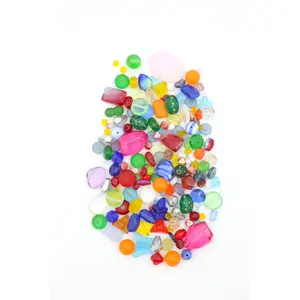 Glass Bead Grab Bag, Firepolish, Faceted, Pressed Glass Bead Soup, 125+ Beads