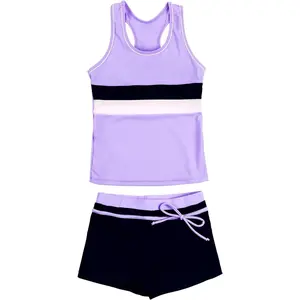 P-AD046   Little Girls' Summer Swimwear Two Piece Boyshort Tankini Kids Swimsuit