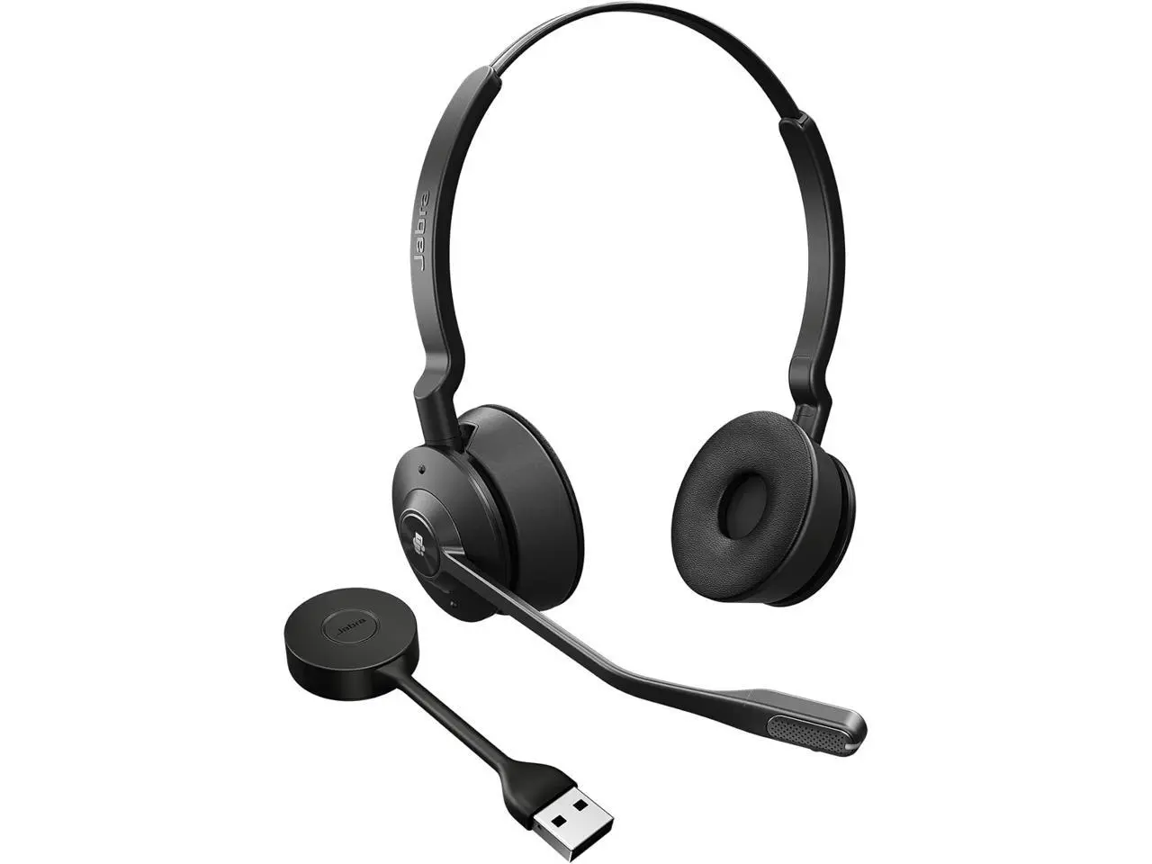 Jabra Engage 55 SE (Second Edition) Dual-Ear Wireless Headset w/Link 400 USB-A DECT Adapter – Noise-Cancelling Microphone, Extensive Range – MS Teams Certified, Works with All Other Platforms, Black