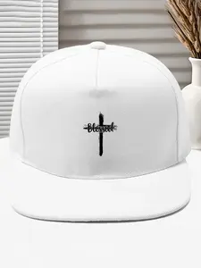 Unisex Cross Blessed Baseball Cap, Adjustable Street Style Fitted Hat, Geometric Pattern, All Seasons Wear, Men and Women