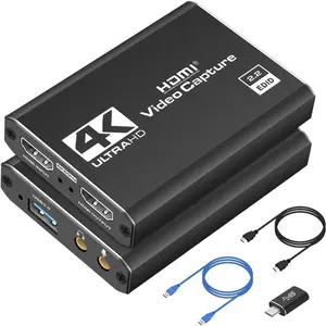 4K HDMI Capture Card UltraHD 2.2 EDID Video Capture Device with USB-C and HDMI Cables Included