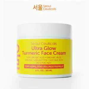 Ultra Glow Turmeric Face Cream - Moisturizer with Hyaluronic Acid, Organic Aloe, Shea Butter, Glycolic Acid, and Salicylic Acid - Korean Skincare for Youthful Radiant Skin, Comfort & Skin Repair