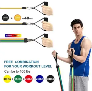 11Pcs/Set Portable TPE Tension Rope Set Anti-Break Durable Resistance Band Set Workout Bands Colorful Elastic Training Band