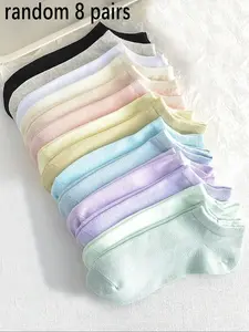 Random Color Women's Solid Ankle Socks, Casual Moisture Wicking Low Cut Socks, Soft Comfy Breathable Socks for All Seasons Daily Wear, Underwear, Breathable Fabric Socks