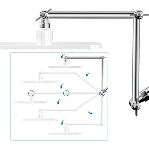 18'' Shower  Extension Arm, Anti-Leak Adjustable Shower Arm Extender for Rain & Handheld Shower , Extended Shower Arm with G1/2 Universal Connector Compatible (Extend, Chrome)