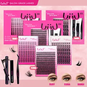 UiiUKK DIY Lash Clusters Waterproof Long-Lasting Fluffy & Weightless Look Individual Eyelash Extensions with Ultra-Thin Band Bond & Sea Remover Makeup for Girls Beginner Friendly Cosmetic Individual Natural Makeup Girl Gifts