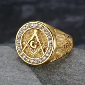 Men's Multi-Size Stainless Steel Vintage Alphabet Design Ring - G-Letter, Geometric Structure, Sparkling Zircon Inlay, Luxury Party & Festival Gift Fashion Accessory, Alphabet Design Rings,summerwins