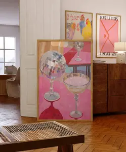 Disco Ball Print, Trendy Home Decor, Wall Art, Pink Decor, Girly Home Decor, Preppy Wall Decor, Bar Cart Prints, Dorm Décor