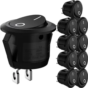 10 Pcs Round Snap Boat Rocker Switch AC 6A/250V 10A/125V 2 Solder Pads SPST ON/OFF 2 Pin Mini Boat Rocker Switch for Electrical Product