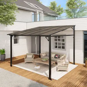 Weatherproof Hardtop Wall-Mounted Patio Storage Cabinet – Durable Steel Frame Outdoor Lean-To Shelter with Polycarbonate Roof – Ideal for Lawn, Deck, Backyard, Porch – Sturdy Outdoor Furniture