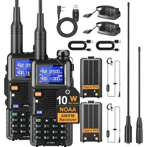 5RH Ham Long Range Radio 10W Radio (Upgraded of UV-5R), 999CH One Key Frequency Match, 2500mAh  Rechargeable Walkie Talkies, with Programming , Earpiece, Type-C (2 Pack)
