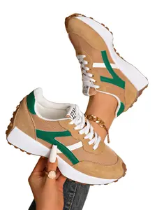 Women's Dad Shoes Spring Summer New Style Casual Patchwork Textile Sneakers, All-Season Comfortable Travel Footwear