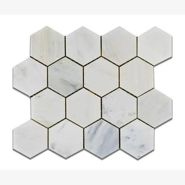 Calacatta Prestige Hexagon (Asian Statuary) 3" Polished/Honed Tile