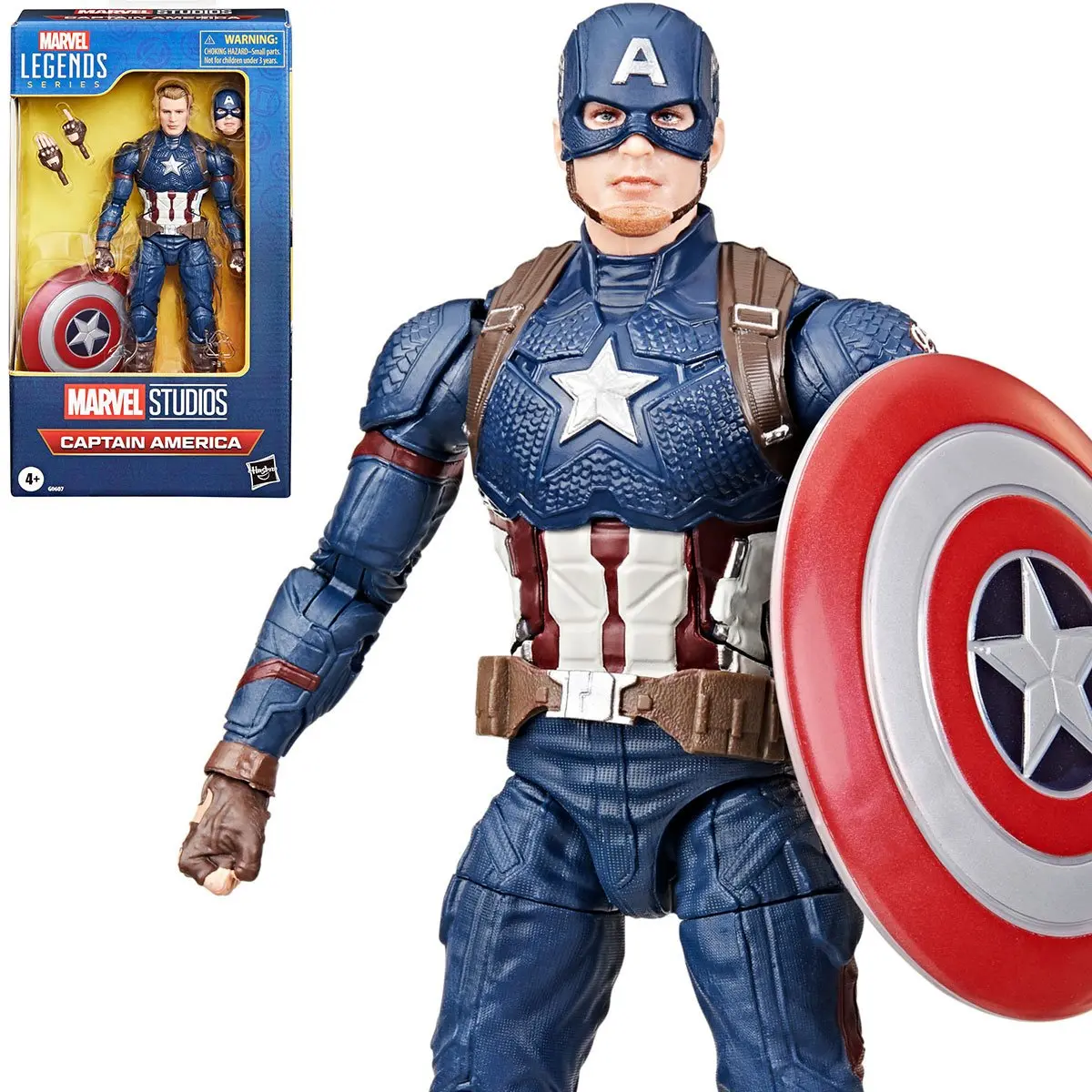 Hasbro Marvel Legends Captain America (Steve Rogers) 6-Inch Action Figure, Avengers: Endgame Collectible with Shield, Alternate Head & Hands
