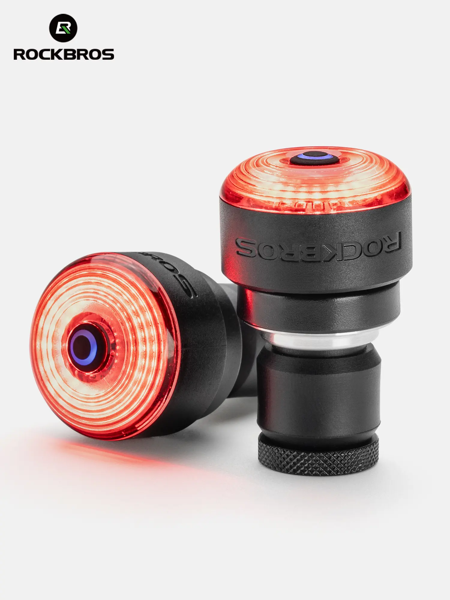 ROCKBROS Smart Bicycle Tail Light and Handlebar Plug Set, ABS Bike Accessory with Auto Sync, Brake Sensing, and USB-C Charging, Brake Light Alert