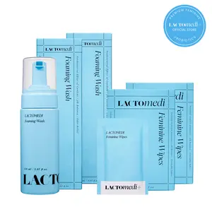 Lactomedi Foaming Wash & Feminine Wipes 2+2 Set | Daily Gentle Intimate Cleansing Bundle, Feminine Hygiene Essentials