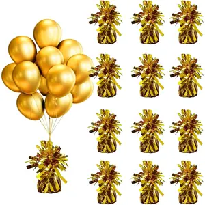 Balloon weights, 12 pieces, aluminum foil, suitable for birthday parties, gatherings, weddings, dinners and other occasions, weight 0.36lb (Gold 12pcs)