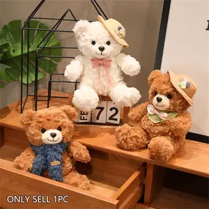 Teddy Bear Plush Toy with Hat Scarf, Soft Fluffy Stuffed Animal, Room Decoration, Soft Cuddly Gift, Birthday Gift, Mother's Day, Graduation, Wedding Present