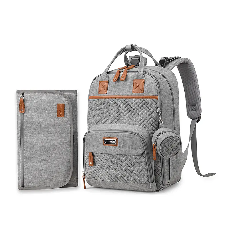 Baby Diaper Storage Backpack - Polyester Plain Diaper Bag with Foldable Changing Pad, Stroller Straps, Pacifier Compartment, Zipper, Ideal Gift for New Parents, Suitable for Road Trips, Baby Party
