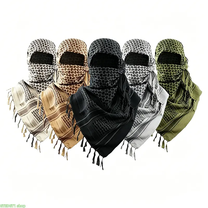 Breathable Traditional Shemagh Tactical Scarf, Desert Keffiyeh With Tassels For Outdoor Activities, Hiking And Everyday Use