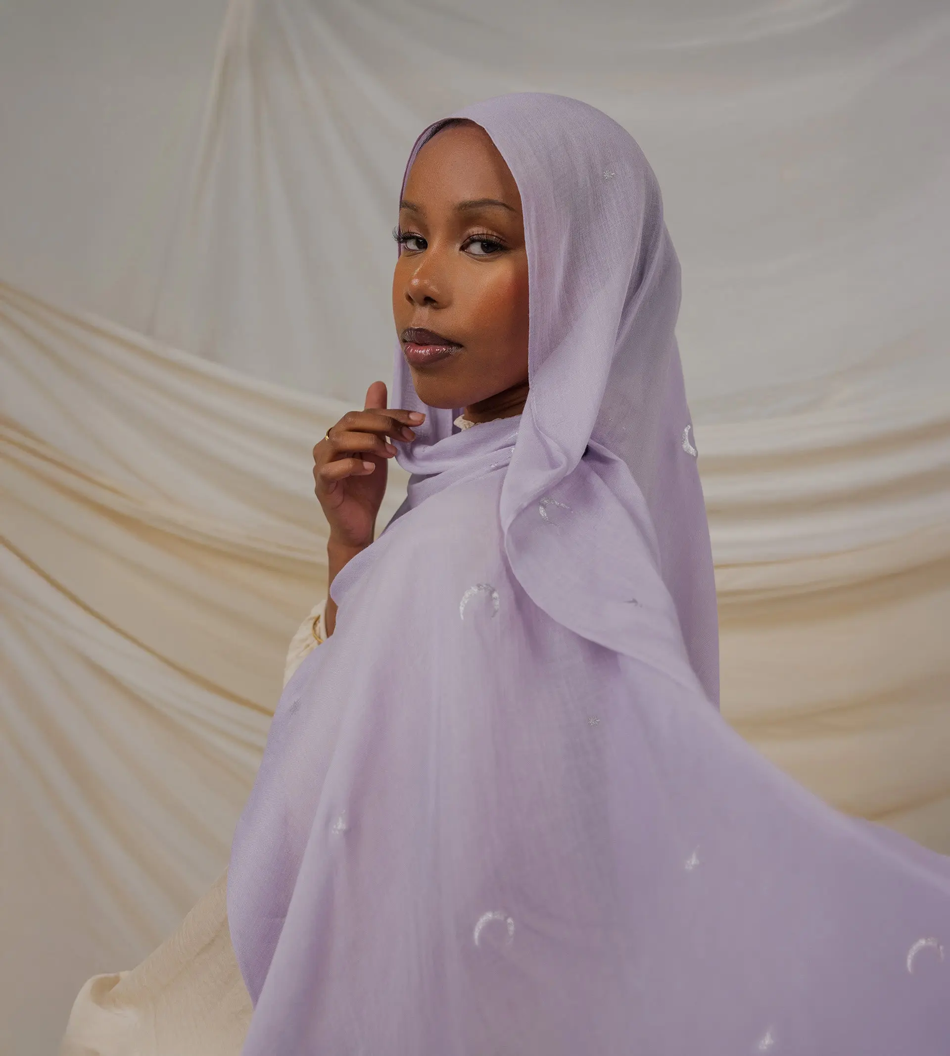 VELA Lilac Starlight Print Modal Square Hijab, Stylish Hijab for Modest Fashion Enthusiasts, Hijab Style