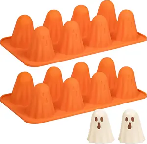 Ghost Silicone Mold 2 Packs Halloween Candy Molds for Jelly Chocolate Gummy Resin Crayon Orange Shapes summerwins
