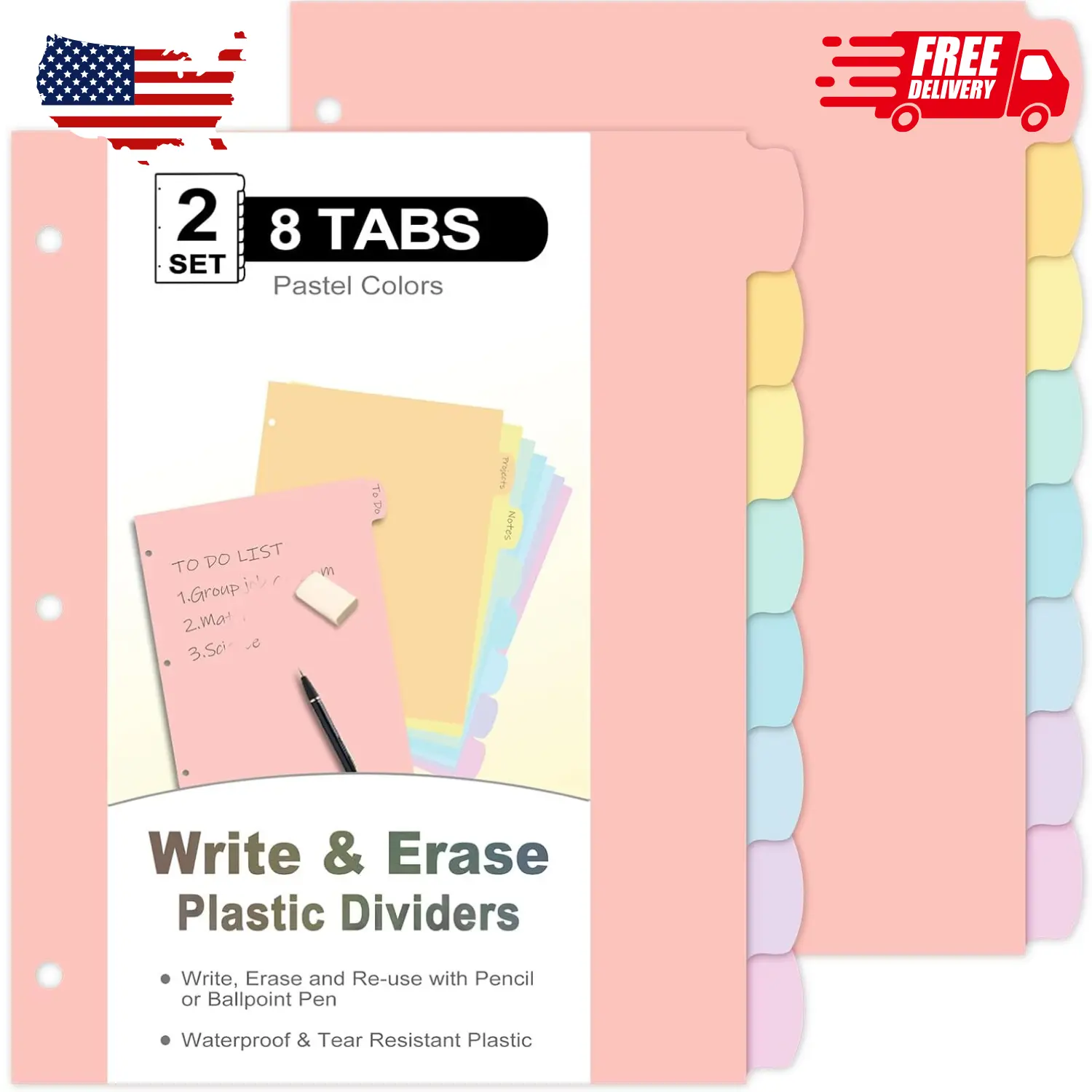 16 Count/2 Sets Write & Erase Binder Dividers