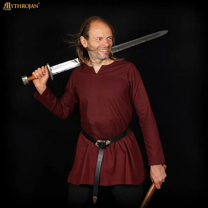 Women's Classic Brown Dark Age & Early Medieval Cotton Tunic - Minimalist Basic Piece, Simple Costumes for Cosplay, LARP Events, Comfortable Fabric