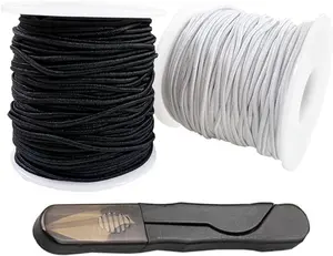 Elastic String for Bracelets, 1mm Strong Elastic Stretchy String Cord for Bracelet Jewelry Making, Bracelet Elastic String for Pony Kandi Letter Beads Beading, Black White Rainbow String