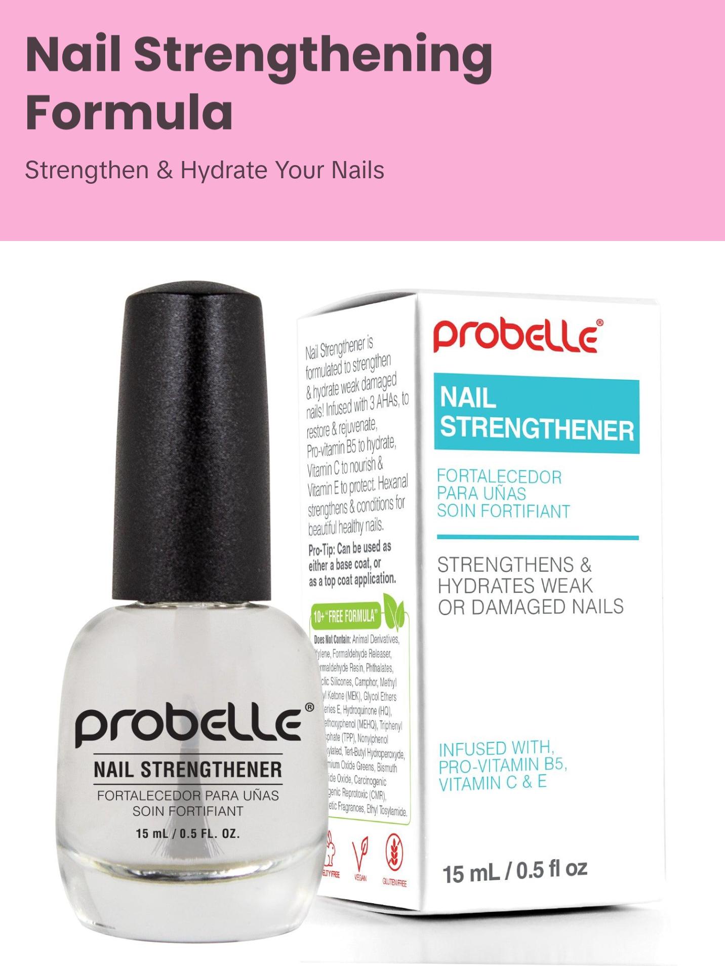 Probelle Nail Strengthening Formula, Nail Growth & Conditioning, Stops Splits, Chips, Cracks & Strengthens Nails, Clear Probelle Nail Strengthening Formula, Nail Growth & Conditioning, Stops Splits, Chips, Cracks & Strengthens Nails, Clear