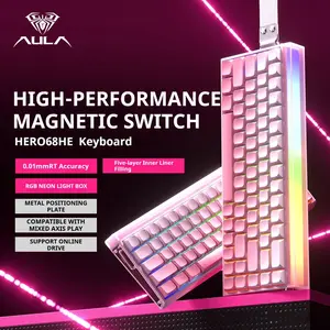 [2026]AULA Hero 68 HE 60% Gaming Keyboard Wired, Hall Effect Magnetic Switch Keyboard with 8K Hz Polling Rate, Side Printed PBT Keycaps, RGB Backlit Light Box, Customizable Web Software for PC/Mac Gamers