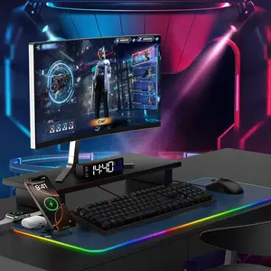 Gaming Mouse Pad with Magnetic Wireless Charging, RGB Black Mousepad Desk Mat with 15W Fast Charger, Waterproof Laptop Writing for Office, Home, Gaming Desktop Accessory shopblackfriday Christmas