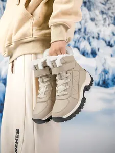 Women's High-Top Warm Hiking Boots, Fall Winter Waterproof Anti-Slip Outdoor Shoes, Fleece Lined, Windproof, Casual Daily Wear, Trekking Shoes